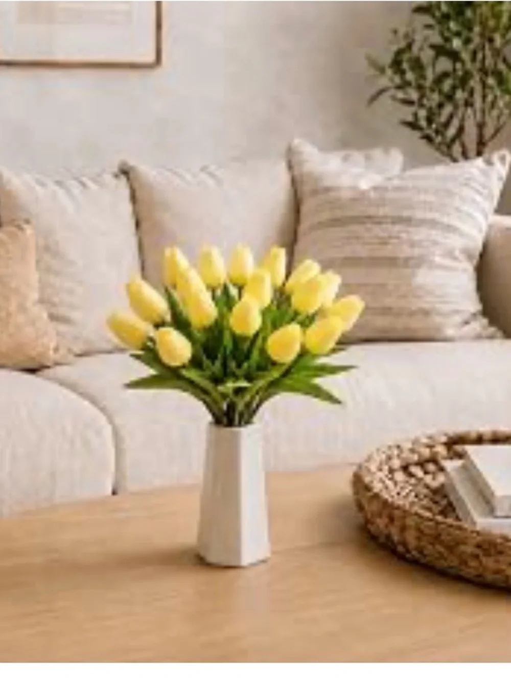 10 Off white  Tulip Bouquet in White Vase - Home Accents